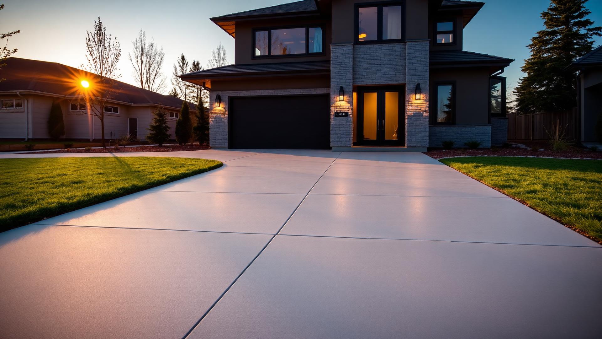 Concrete driveway in front of a Winnipeg home